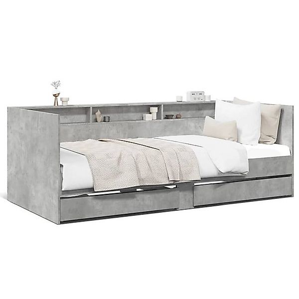 vidaXL Bett, Tagesbett mit Schubladen Betongrau 100x200 cm Holzwerkstoff günstig online kaufen