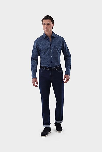 Hemd mit Medaillon Druck Slim Fit günstig online kaufen