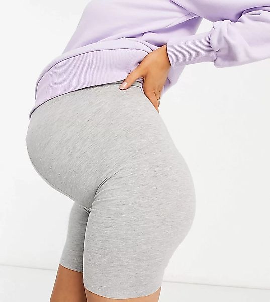 ASOS DESIGN Maternity – Leggings-Shorts aus Baumwolle mit Überbauchbund in günstig online kaufen
