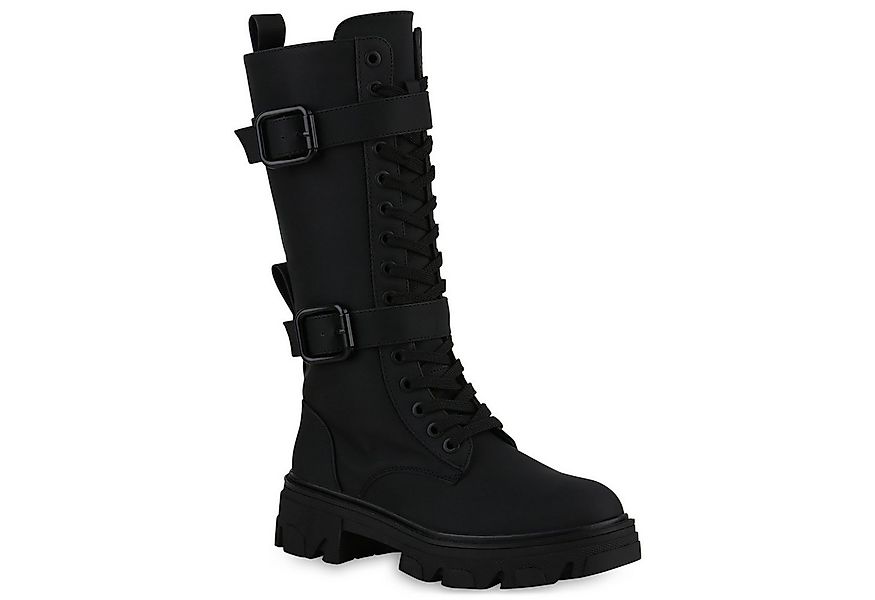 VAN HILL 840530 Schnürstiefel Damen Schnürstiefel Stiefel Schnallen Profil- günstig online kaufen