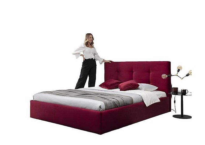 JVmoebel Bett Bordaux 160x200 Bett Schlafzimmer Betten Textil Leder Hotel L günstig online kaufen