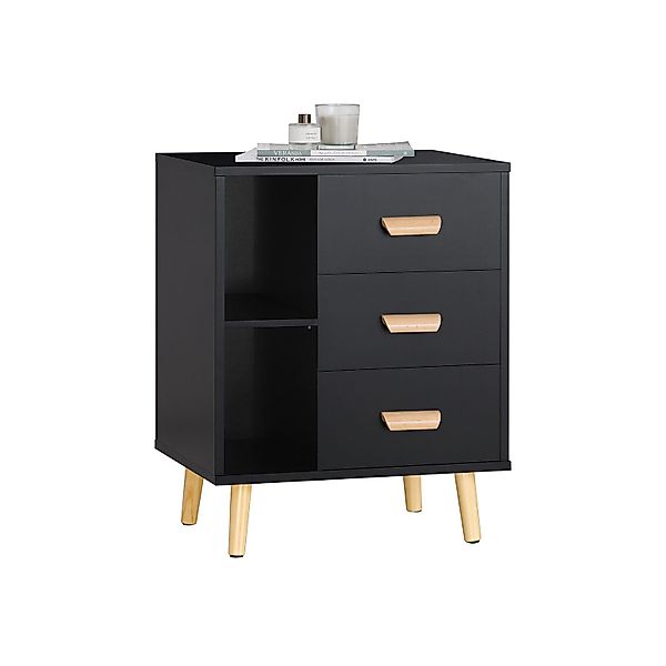 SoBuy Nachttisch mit 3 Schubladen Sofatisch Beistelltisch Hellgrau FBT95-HG günstig online kaufen