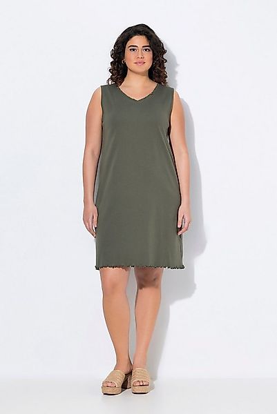 Ulla Popken Maxikleid Kleid A-Linie Jersey V-Ausschnitt ärmellos günstig online kaufen