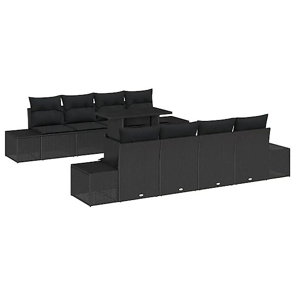 vidaXL Sofa Set mit Kissen 7-Tlg Schwarz Poly-Rattan 3349149 günstig online kaufen