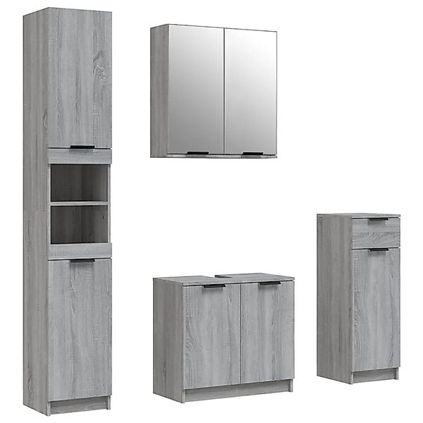 vidaXL 4-tlg. Badmöbel-Set Grau Sonoma Holzwerkstoff Modell 1 günstig online kaufen