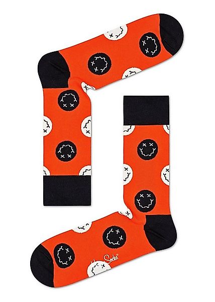 Happy Socks Socken Tagessocke Crew Halloween Smiley orange 1er günstig online kaufen
