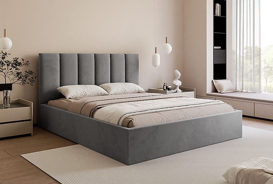Goldstoff Polsterbett mit Stauraum & elegantem günstig online kaufen