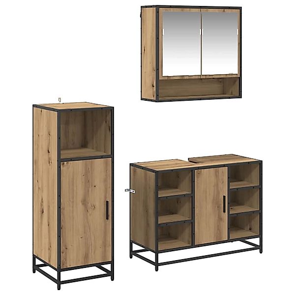 vidaXL Badezimmermöbel-Set mit Regal 3-Tlg Artisan-Eiche Holzwerkstoff 3402 günstig online kaufen