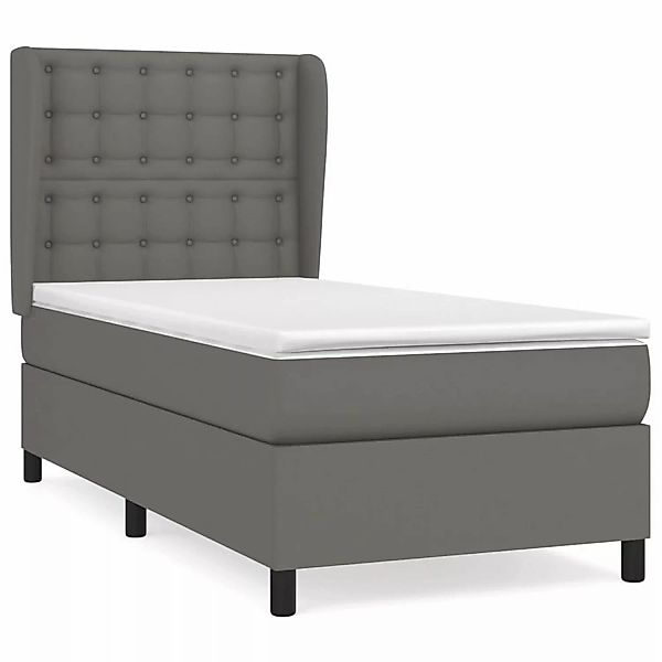 vidaXL Boxspringbett mit Matratze Grau 100x200 cm Kunstleder1466694 günstig online kaufen