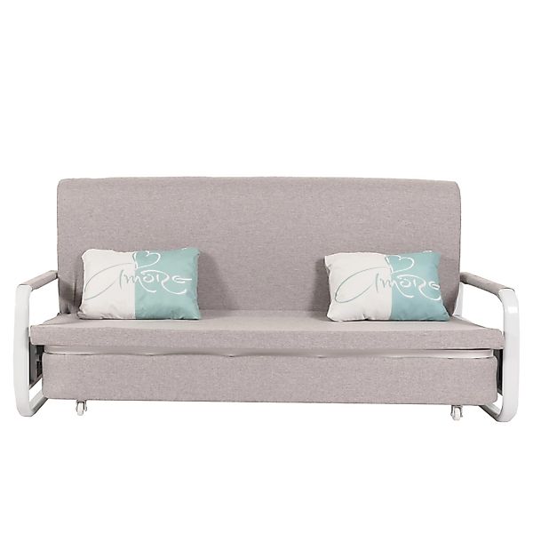 MCW Schlafsofa M83 Stoff/Textil Hellgrau 190x185cm günstig online kaufen