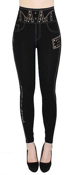 dy_mode Highwaist Leggings Damen Leggings Schwarz mit Goldfarben Glanz Must günstig online kaufen