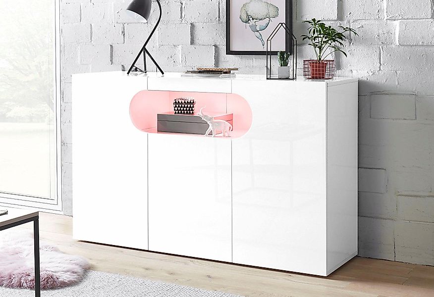 INOSIGN Sideboard "Real,Vitrine,Kommode,Schrank,Breite 130 cm komplett hoch günstig online kaufen