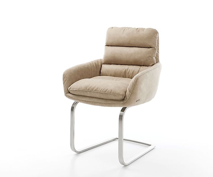 Freischwinger Abelia-Flex mit Armlehnen Mikrofaser Beige Vintage Freischwin günstig online kaufen