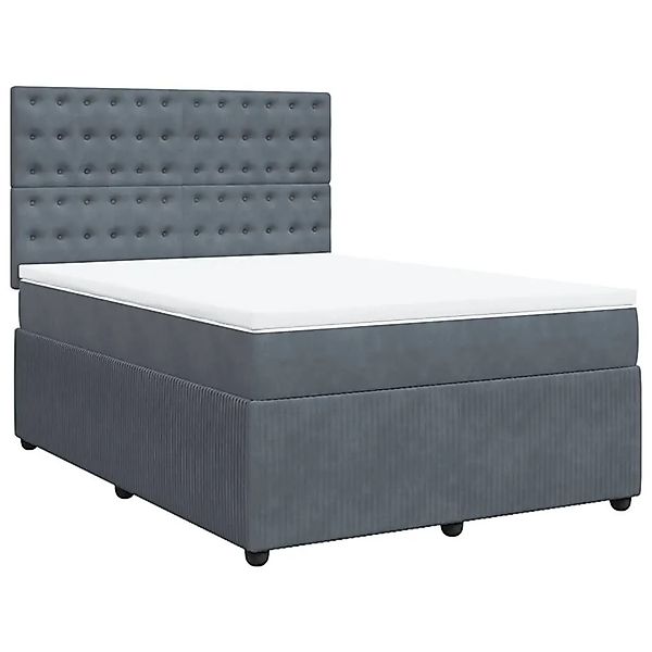 vidaXL Boxspringbett mit Matratze Dunkelgrau 140x200 cm Samt 3294671 günstig online kaufen