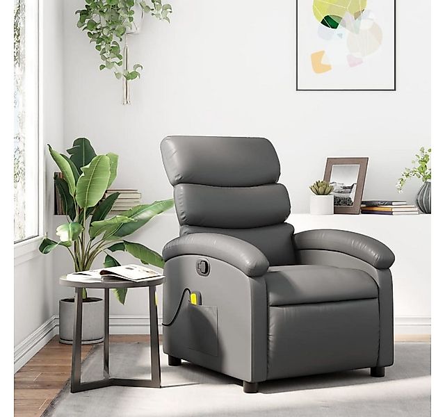 vidaXL Sessel Massagesessel Grau Kunstleder (1-St) günstig online kaufen