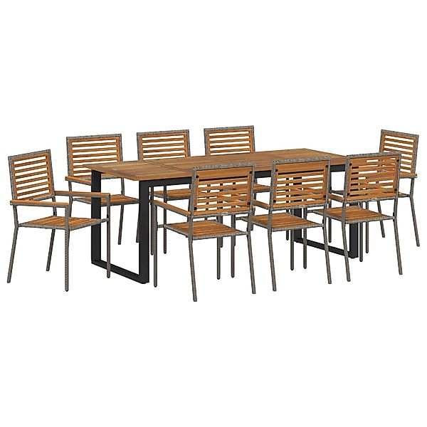 vidaXL Garten Essgruppe 9-Tlg Grau 3365470 günstig online kaufen