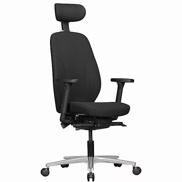 Bürostuhl mit Stoff-Bezug & Kopfstütze in Schwarz | Design Chef-Sessel mit günstig online kaufen