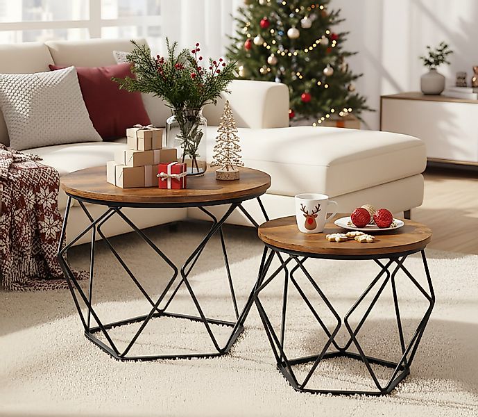 VASAGLE Couchtisch (2er Set), Beistelltisch, abnehmbare Tischplatte, Ø50x40 günstig online kaufen