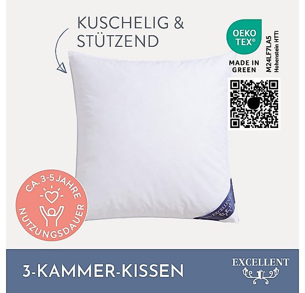 Excellent 3-Kammer-Kopfkissen Venedig, Füllung: weiße neue Daunen und Feder günstig online kaufen