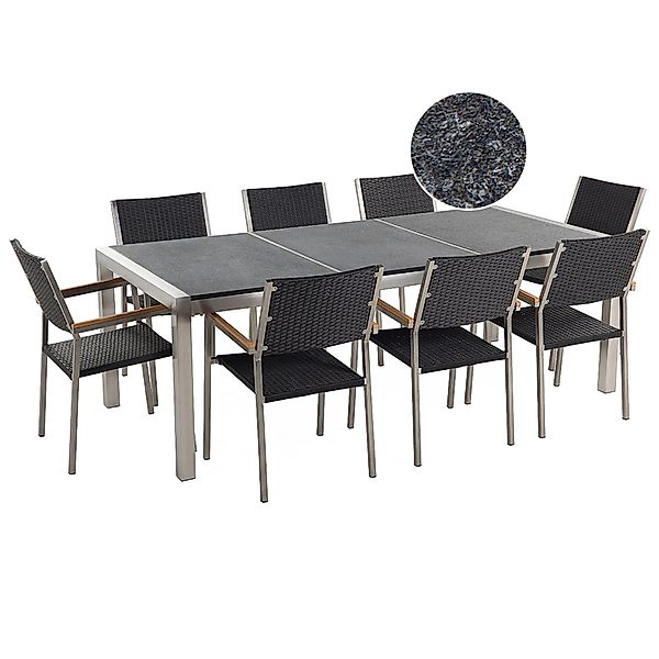 Beliani Gartentisch Set GROSSETO Graphitgrau 100x220x88 günstig online kaufen
