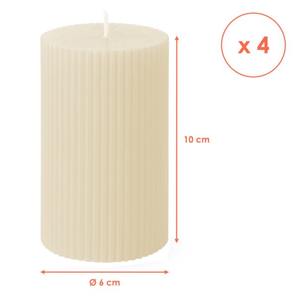 Spetebo Stumpenkerze geriffelt im 4er Set günstig online kaufen