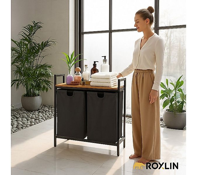 Roxlin Wäschekorb Wäschekorb mit 2/3 Fächern und Ablage Wäschesammler für B günstig online kaufen