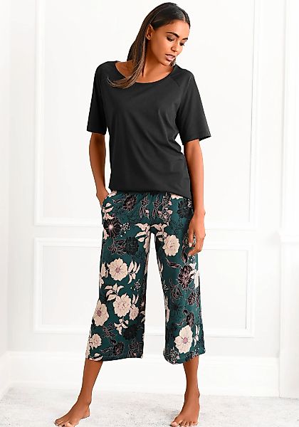 s.Oliver Capri-Pyjama 2 Stk. tlg., mit geblümter 3/4-Culotte günstig online kaufen
