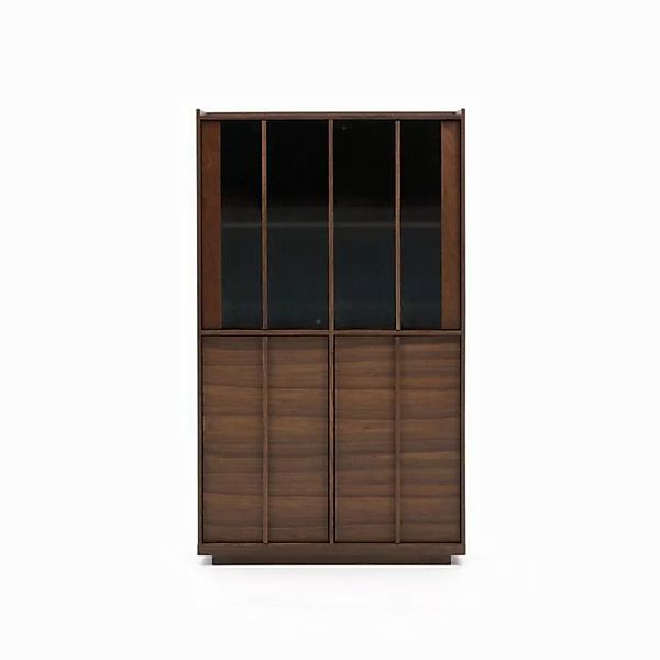 Natur24 Mehrzweckschrank Onix Vitrine 40 x 100 x 170 cm MDF Walnussfurnier günstig online kaufen