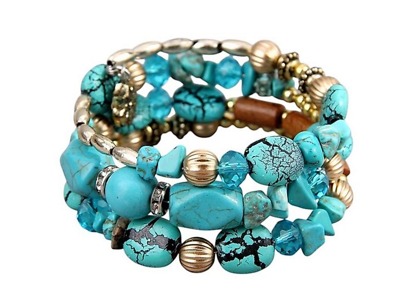 KARMA Armband Damenarmband mehrreihig Türkis, Grün oder Weiß modern (dehnba günstig online kaufen
