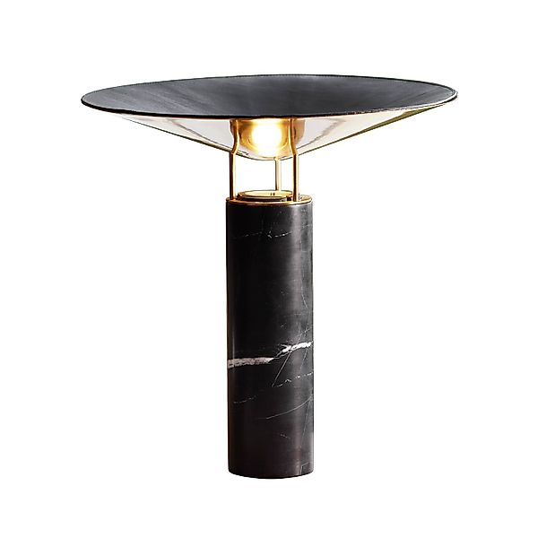 Tischlampe Rebound, Marmor schwarz, Leder schwarz günstig online kaufen