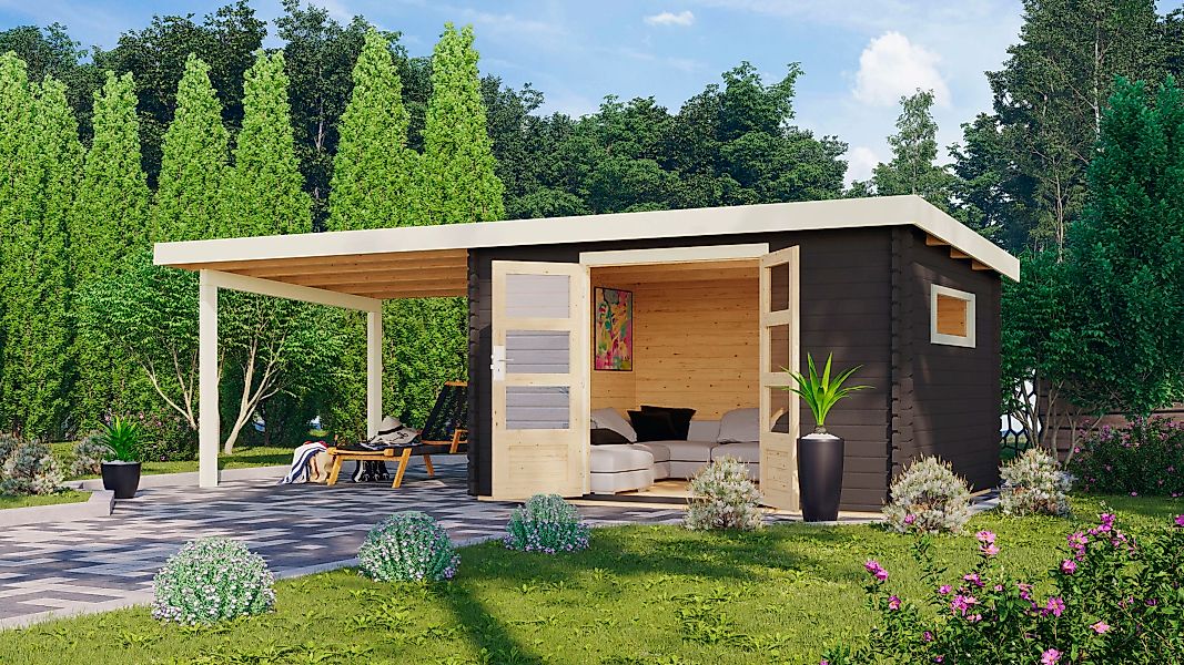 Karibu Gartenhaus "Trittau 5", mit Anbaudach und Fenster günstig online kaufen