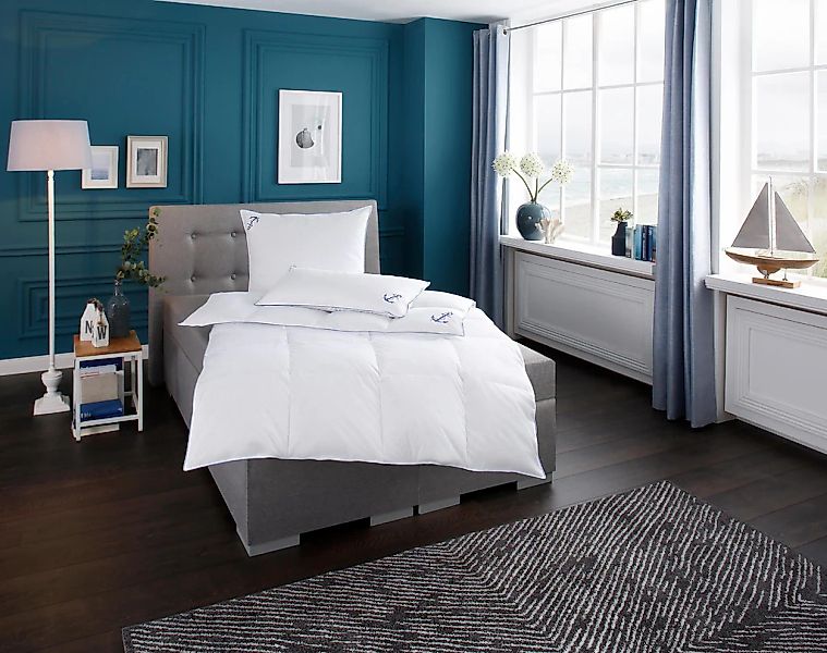 RIBECO Federbettdecke "Anker" warm Füllung Federn & Daunen Bezug Baumwolle günstig online kaufen