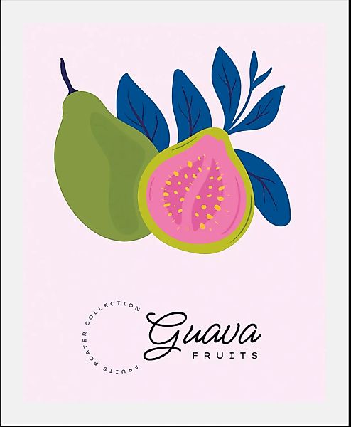 queence Bild "Guava", Obst-Obst Bilder-Essen-Lebensmittel-Kunst-Schriftzug- günstig online kaufen