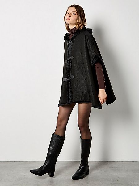 Apricot Poncho Cape mit Kunstfell günstig online kaufen