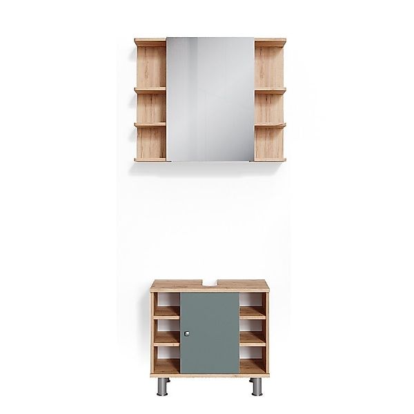 Vicco Badmöbel-Set Fynn, Grün/Goldkraft Eiche, 2 günstig online kaufen