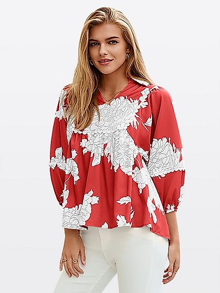 Imily Bela Henleyshirt Damen Blasenärmel Print Hemd (Packung, 1-tlg., 1per- günstig online kaufen