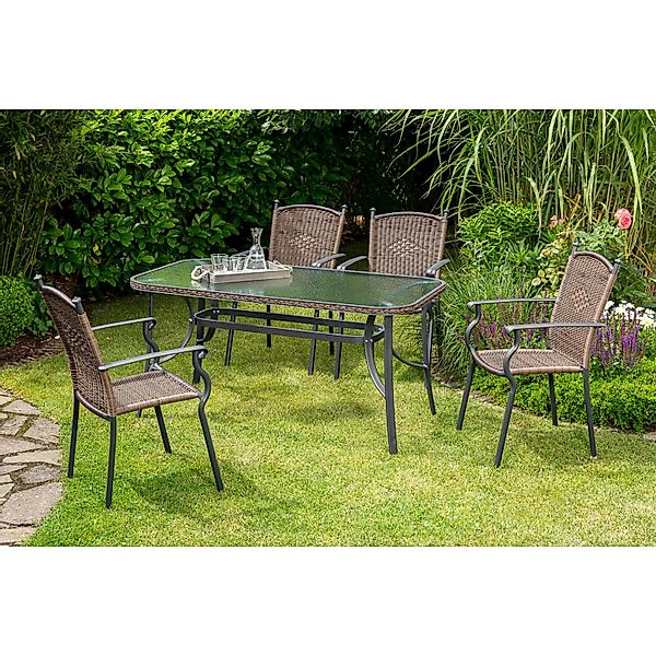 Merxx Roma Gartenmöbel-Set 5-tlg. Gartentisch 150 x 80 cm günstig online kaufen