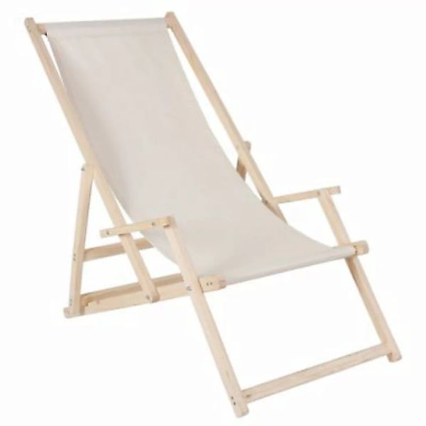 Mucola Strandliege Sonnenliege Liegestuhl aus Holz Klappbar Armlehne Garten günstig online kaufen