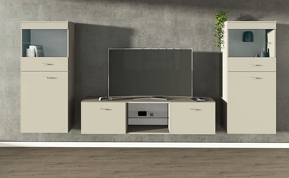 borchardt Möbel Wohnwand "Scala, moderne Mediawand mit Vitrinen und Lowboar günstig online kaufen