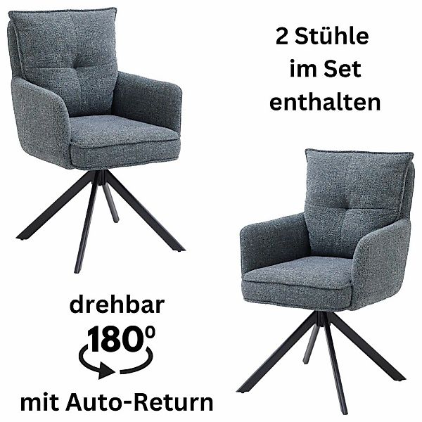 Stolkom Armlehnstuhl "Sofia young" (Set) 2 Stk. Struktur 180 grad drehbar m günstig online kaufen