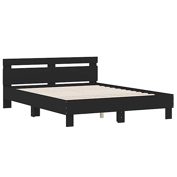 vidaXL Bettgestell mit Kopfteil Schwarz 140x190 cm Holzwerkstoff 3207435 günstig online kaufen