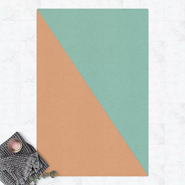 Kork-Teppich Einfaches Blaues Dreieck günstig online kaufen