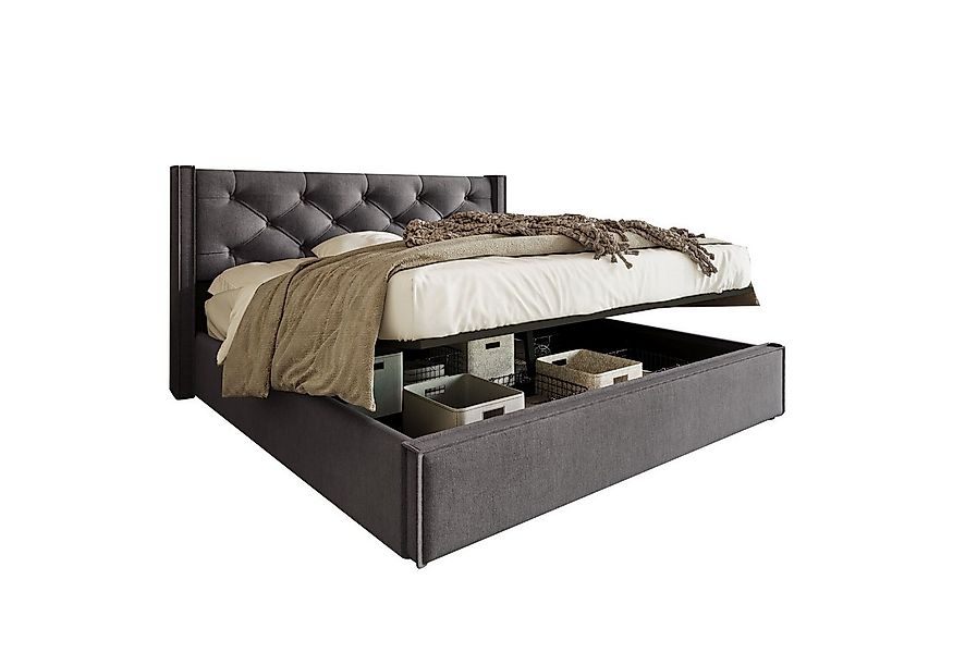 Flieks Polsterbett, Hydraulisches Doppelbett Stauraumbett Baumwolle 160x200 günstig online kaufen
