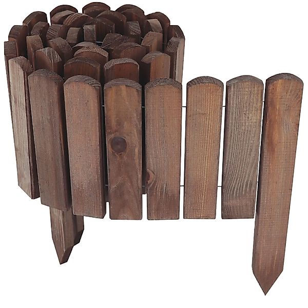 Aquagart 4 x Holz Rollzaun Dunkelbraun 20x200 cm Beeteinfassung Für Beet un günstig online kaufen