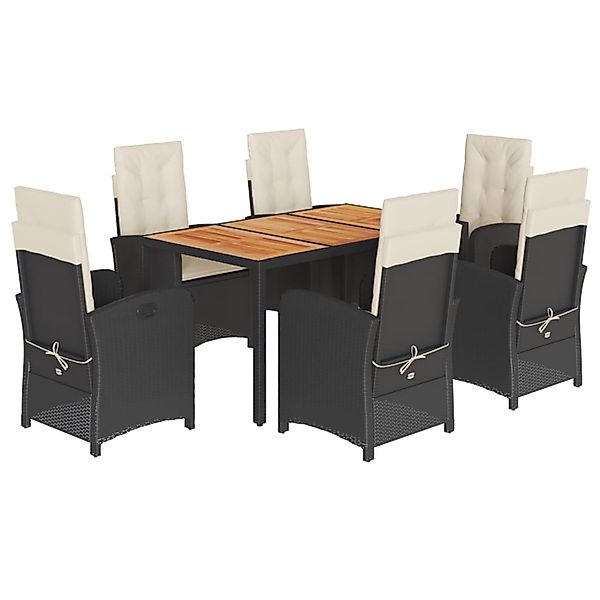 vidaXL 7-Tlg Garten-Essgruppe mit Kissen Schwarz Poly Rattan 3212225 günstig online kaufen