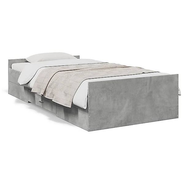 vidaXL Bettgestell, Bettrahmen mit Schubladen Betongrau 75x190 cm Holzwerks günstig online kaufen