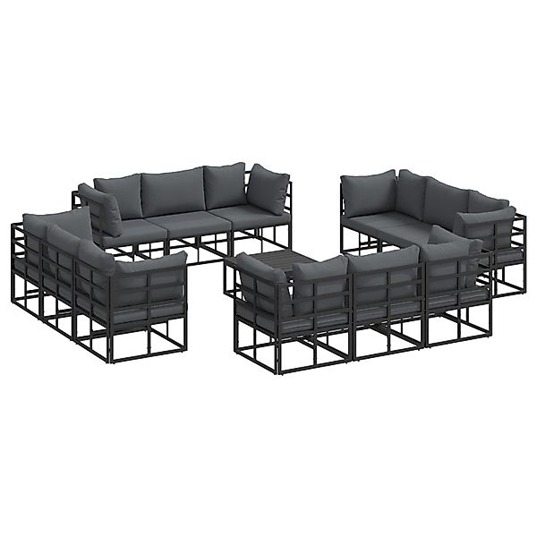vidaXL Garten-Sofa-Set 13-Tlg Schwarz 70x70x32 cm Aluminium 3378845 günstig online kaufen