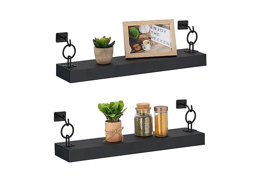 relaxdays Wandregal Schwarzes Wandregal im 2er Set günstig online kaufen