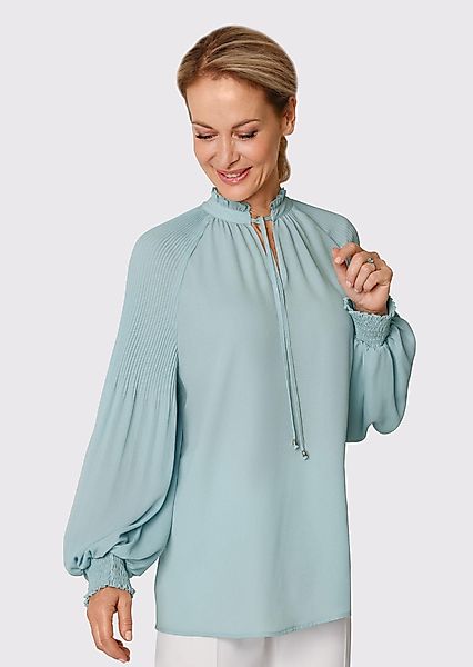 GOLDNER Langarmbluse Kurzgröße: Bluse mit plissierten günstig online kaufen