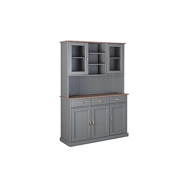 ebuy24 Luzerna Vitrinenschrank mit 3+2 Türen und 3 Schubladen Grau Braun günstig online kaufen